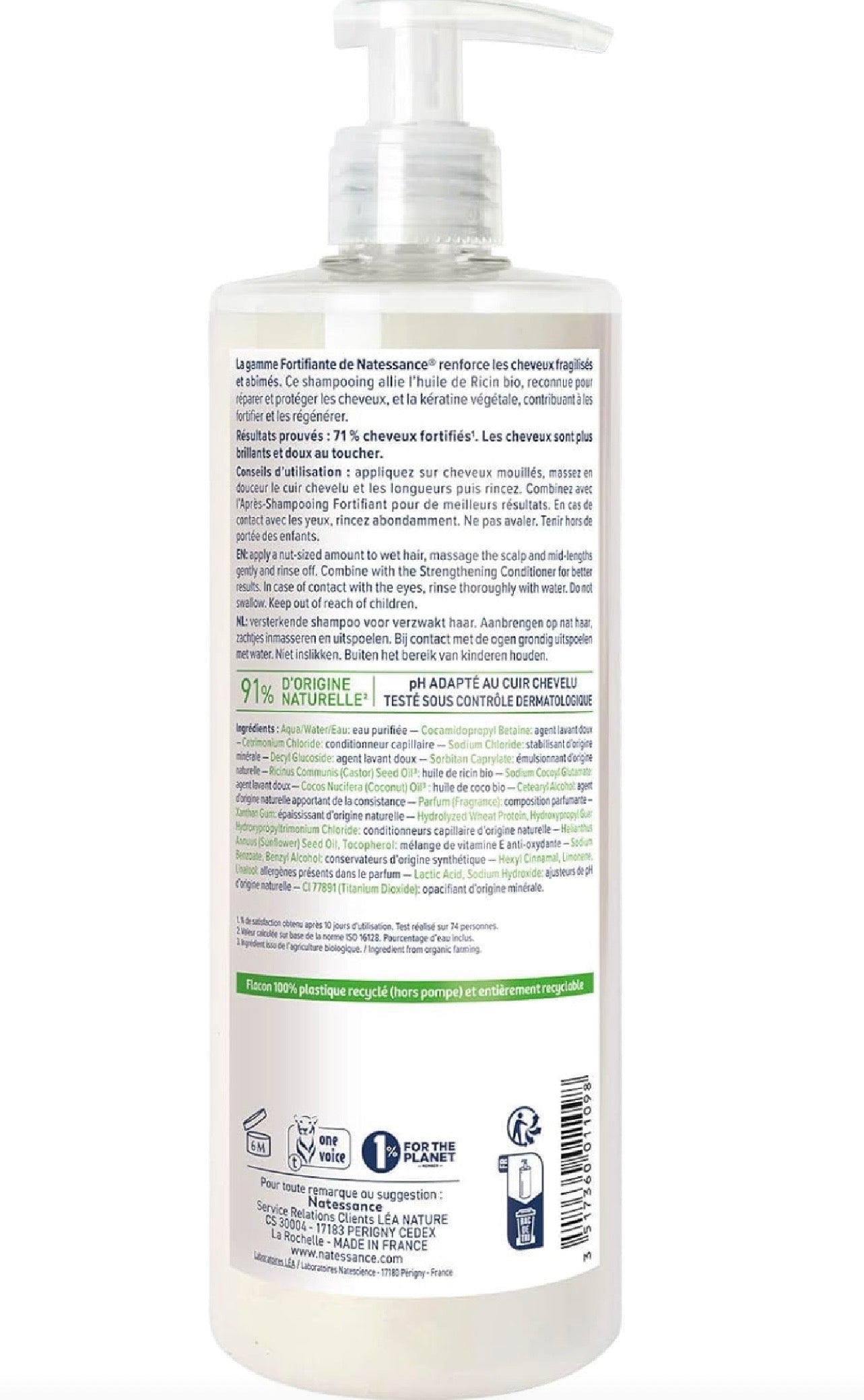 Natessance shampooing fortifiant au Ricin BIO