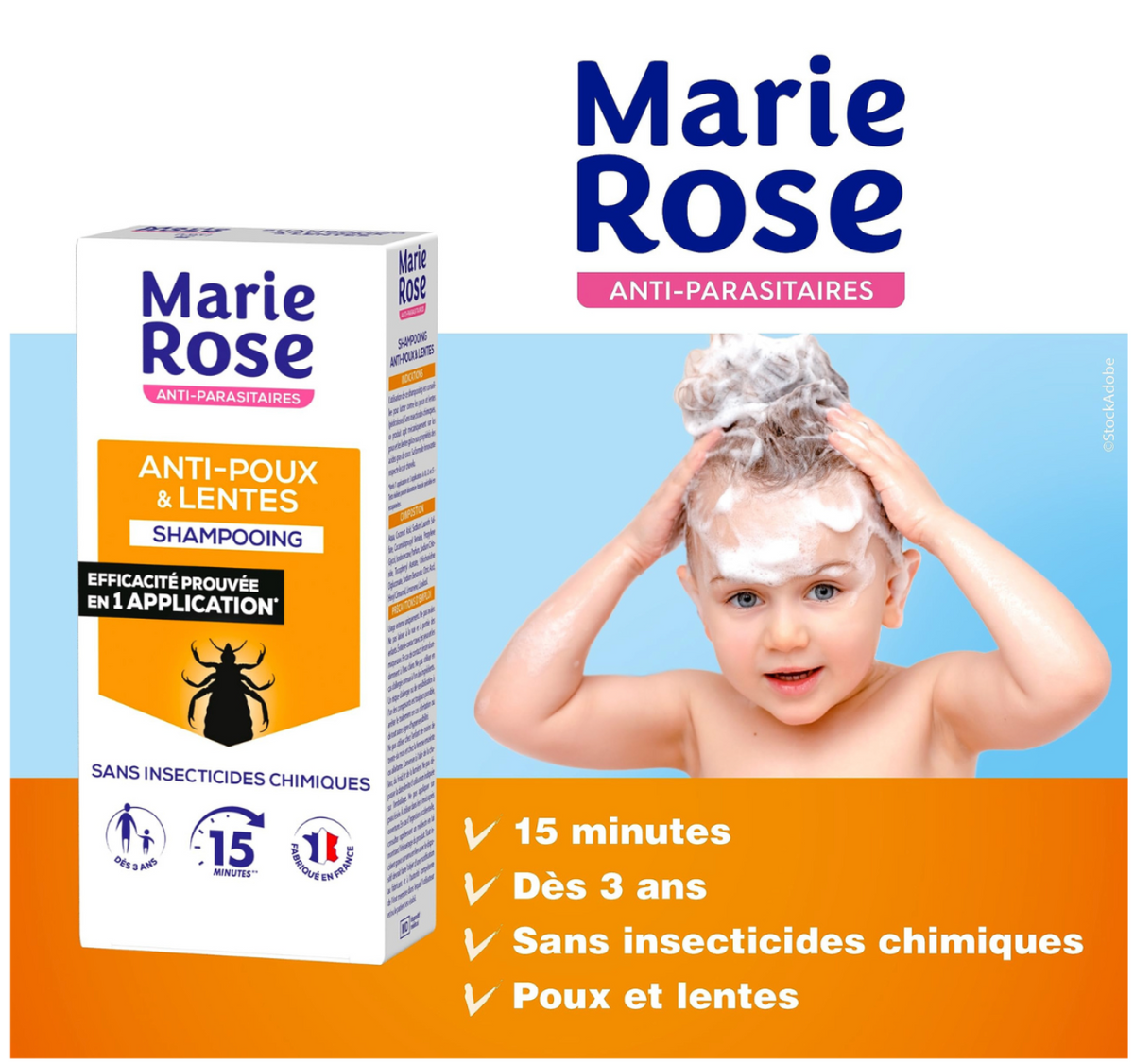 Shampoing anti-poux et lentes, Marie Rose